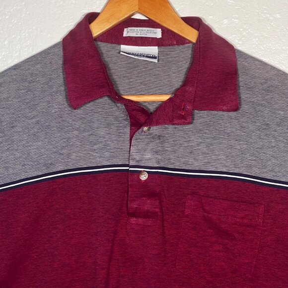 John Henry Sport Men  XL Polo Shirt Colorblock Casual Red Gray Teal Short Sleeve - Picture 6 of 14